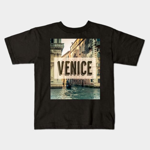 Retro Venice Grand Canal Poster Kids T-Shirt by mrdoomits